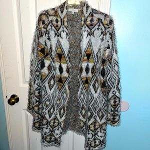 Cardigan w/unique colors & design. Appearance of Angora - is actually Acrylic!!